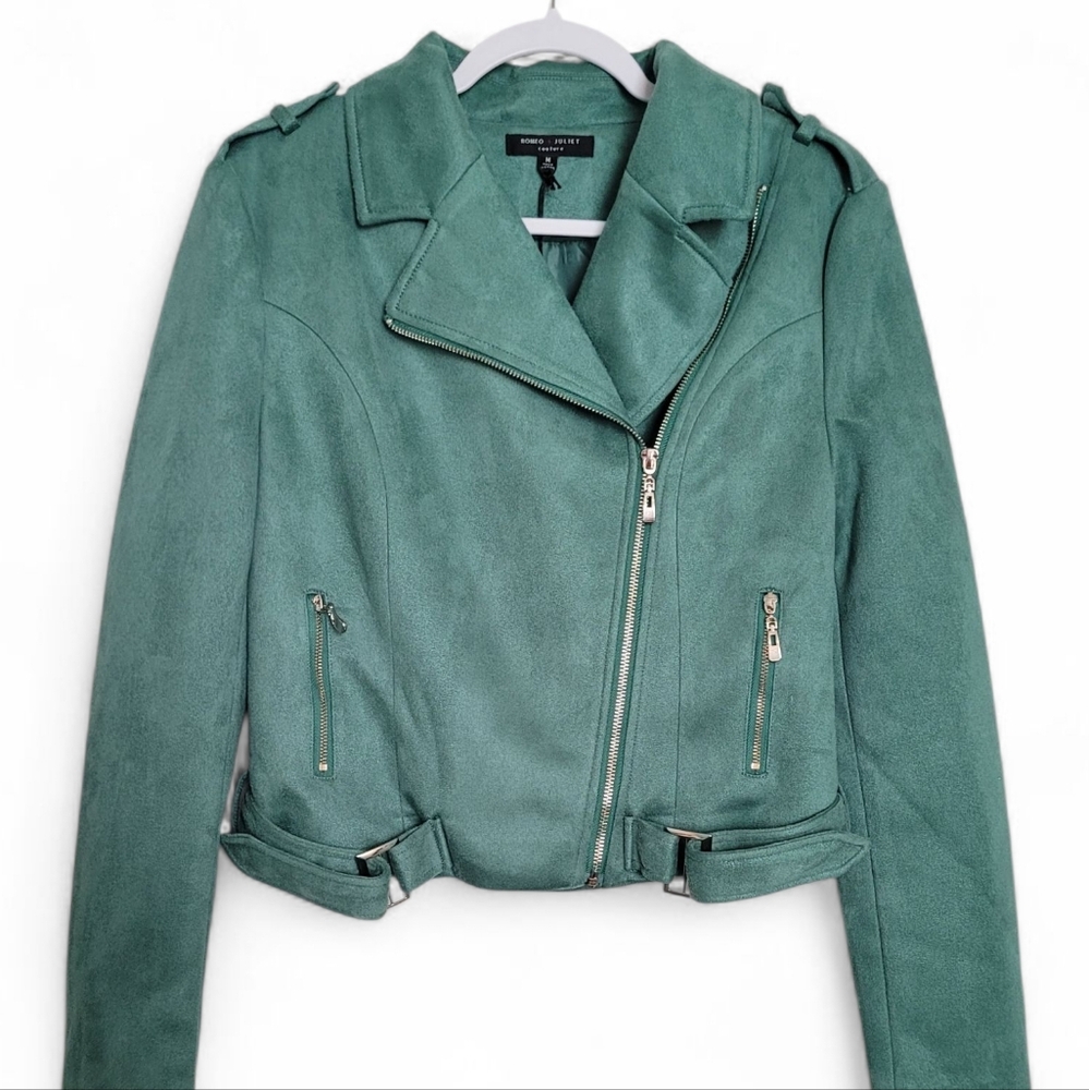 "Romeo & Juliet Couture Green Leather Jacket"